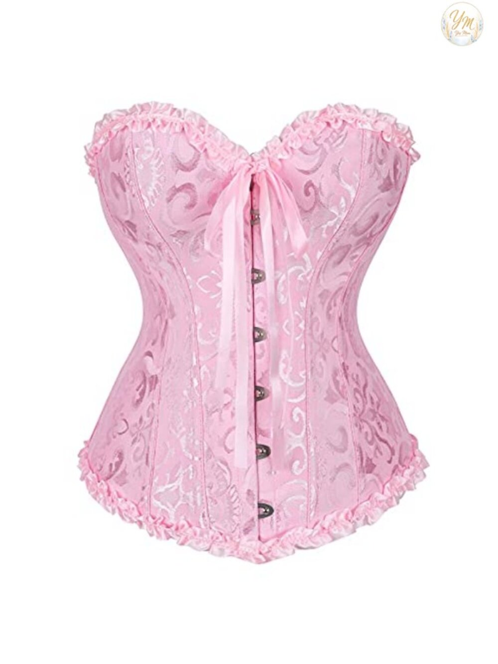 Corset Top Bustier Zipper Front Overbust Waist Training Lace Up Back